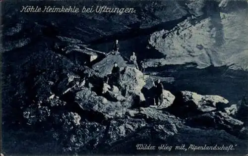 Ak Uftrungen Südharz, Höhle Heimkehle, Wilder Stieg mit Alpenlandschaft