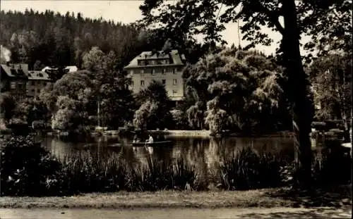 Ak Bad Elster im Vogtland, Gondelteich und Goldener Anker