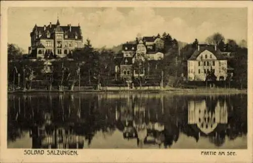 Ak Bad Salzungen im Wartburgkreis, Blick übers Wasser auf Villen