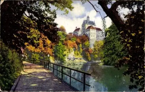 Ak Kriebstein Sachsen, Burg, Holzbrücke, Zschopau