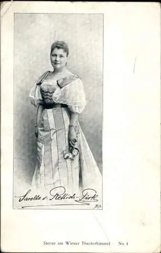 Ak Schauspielerin Sarolta von Rettich-Pirk, Portrait, Sterne am Wiener Theaterhimmel, Autogramm