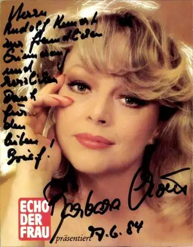 Ak Schauspielerin Barbara Schöne, Portrait, Autogramm