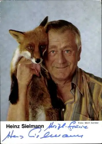 Ak Schauspieler Heinz Sielmannn, Portrait, Fuchs, Autogramm