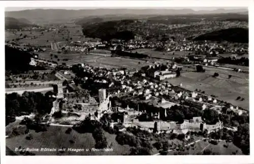 Ak Rötteln Haagen Lörrach in Baden, Burgruine Rötteln, Röttler Schloss, Fliegeraufnahme, Hagen