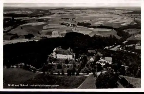 Ak Hohenfels bei Stockach Hohenzollern, Schloss Hohenfels, Fliegeraufnahme