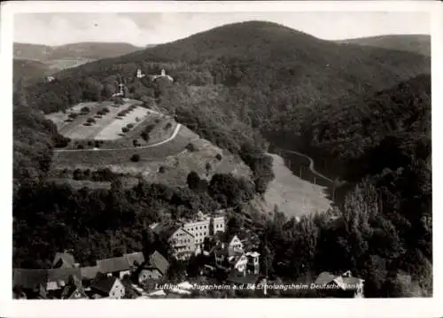 Ak Jugenheim an der Bergstraße Hessen, Fliegeraufnahme, Erholungsheim Deutsche Bank