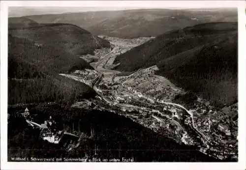 Ak Bad Wildbad im Schwarzwald, Sommerberg, unteres Enztal, Fliegeraufnahme