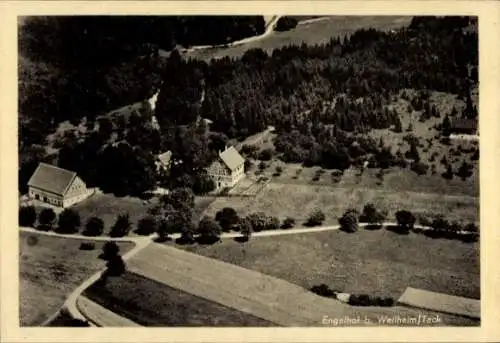 Ak Weilheim an der Teck Schwäbische Alb, Engelhof, Fliegeraufnahme, Gasthaus z. Engelhof