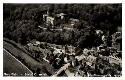 Ak Gera in Thüringen, Fliegeraufnahme, Schloss Osterstein