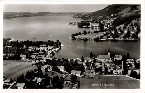 Ak Rottach Egern am Tegernsee Oberbayern, Fliegeraufnahme vom Ort