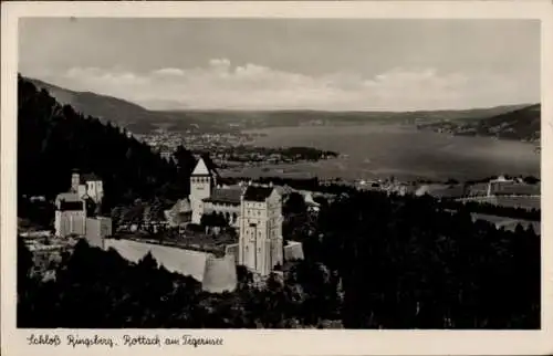 Ak Rottach Egern am Tegernsee Oberbayern, Schloss Ringsberg, Fliegeraufnahme