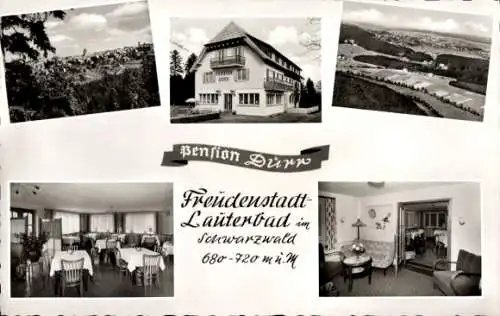 Ak Freudenstadt im Schwarzwald, Pension Dürr, Fliegeraufnahme