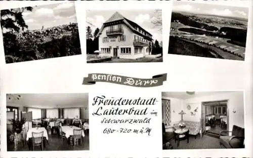 Ak Freudenstadt im Schwarzwald, Pension Dürr, Fliegeraufnahme