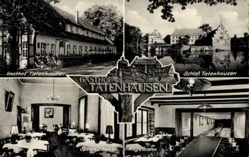 Ak Halle in Westfalen, Gasthof Tatenhausen, Inhaber Franz Marx, Schloss, Kegelbahn, Inneres