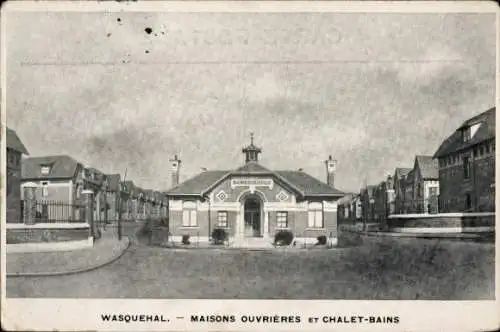 Ak Wasquehal Nord, Maisons Ouvrières et Chalet Bains