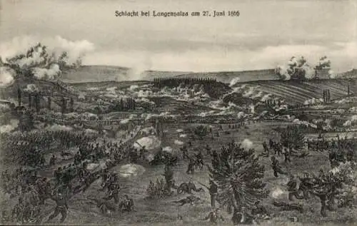 Ak  Langensalza Thüringen, Schlacht 27.06.1866