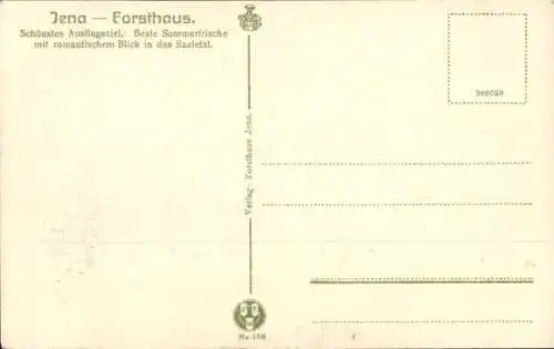 Ak Jena in Thüringen, Forsthaus, Forstturm, Kriegerdenkmal