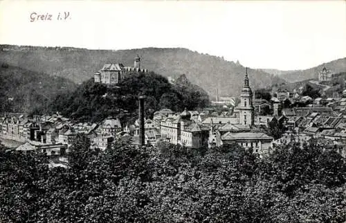 Ak Greiz im Vogtland Thüringen, Teilansicht, Schloss, Kirche