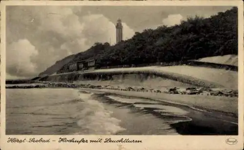 Ak Niechorze Ostseebad Horst Pommern, Hochufer mit Leuchtturm