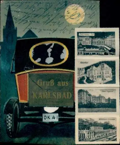 Leporello Ak Karlovy Vary Karlsbad Stadt, Etablissement Pupp, Kaiserbad, Hotel Imperial, Mühlbrunn