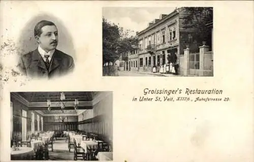 Ak Wien 13 Hietzing Unter Sankt Veit, Groissinger's Restauration, Auhofstraße 29, Portrait