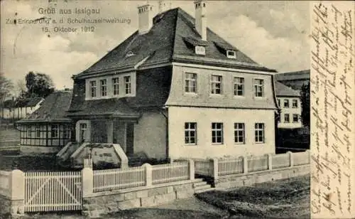 Ak Issigau in Oberfranken, Schulhauseinweihung 1912