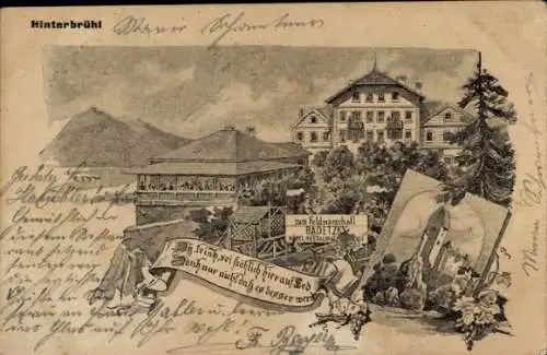 Litho Hinterbrühl in Niederösterreich, Hotel Restaurant zum Feldmarschall Radetzky