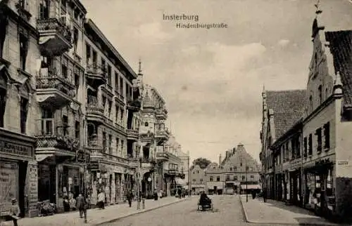 Ak Tschernjachowsk Insterburg Ostpreußen, Hindenburgstraße, Geschäfte