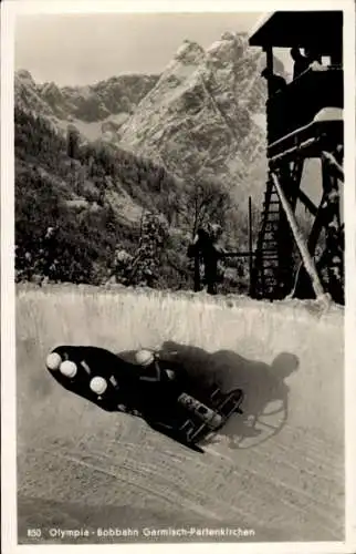 Ak Garmisch Partenkirchen in Oberbayern, Olympia Bobbahn