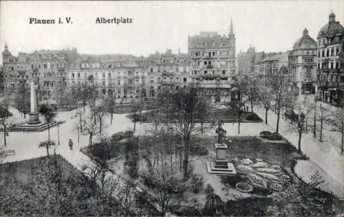 Ak Plauen im Vogtland, Albertplatz u. Bahnhofstraße