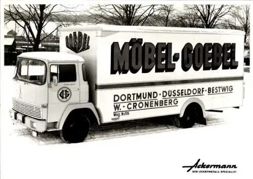 Foto Lastwagen, LKW Möbel Goebel, Dortmund-Düsseldorf-Bestwig, W.-Cronenberg, Wag. No. 106