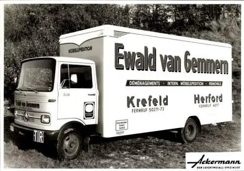 Foto Lastwagen, Mercedes LKW Ewald van Gemmern, Intern Möbelspedition, Krefeld, Herforf