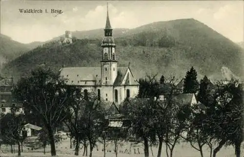 Ak Waldkirch im Breisgau Schwarzwald, Teilansicht, Kirche