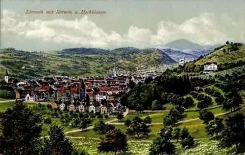 Ak Lörrach in Baden, Panorama mit Rötteln und Hochblauen