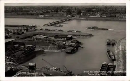 Ak Breisach am Oberrhein, Rheinhafen und Schiffbrücke