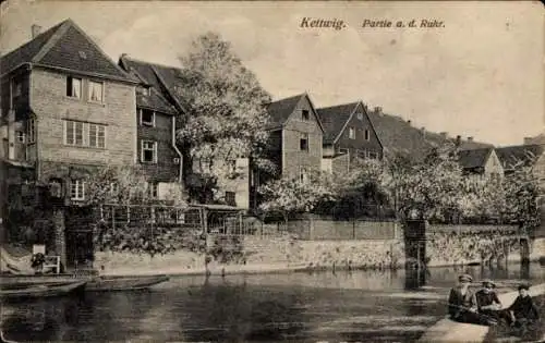 Ak Kettwig Essen im Ruhrgebiet, Häuser an der Ruhr