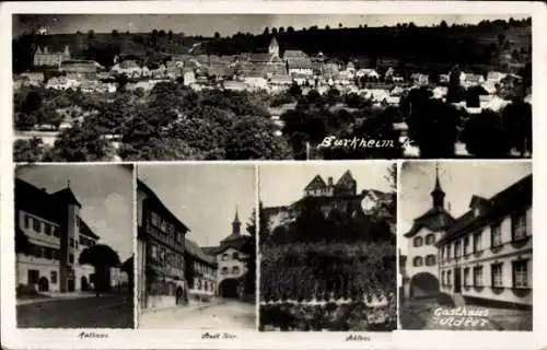 Foto Ak Burkheim Vogtsburg im Kaiserstuhl, Panorama, Rathaus, Schloss, Gasthaus Adler