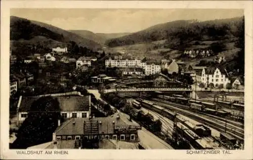 Ak Waldshut Tiengen am Hochrhein, Schmitzinger Tal, Bahnhof-Hotel