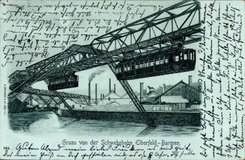 Litho Elberfeld Wuppertal in Nordrhein Westfalen, Die Schwebebahn