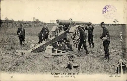 Ak Campagne de 1914-1916, Pièce de 155 long, un canon