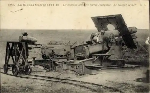 Ak Guerre 1914, Artillerie de campagne, Mortier de 350, Geschütz