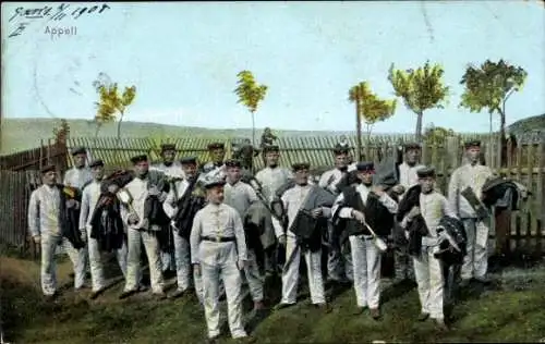 Ak Deutsche Soldaten in Uniformen, Appell