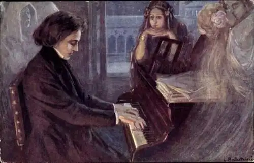 Künstler Ak Balestrieri, L., F. Komponist Frédéric Chopin, Pianist, Klavierkomponist, composant 