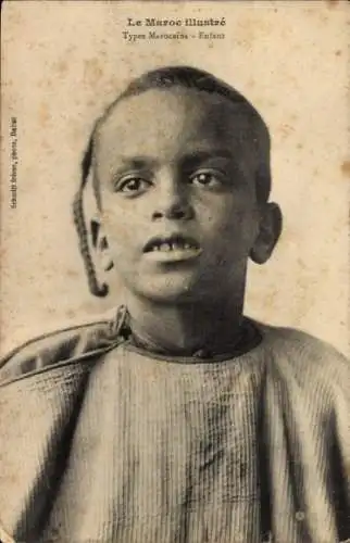 Ak Marokko, Enfant Marocain, kleiner Junge mit Flechtzopf, Maghreb