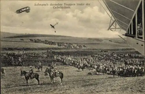 Ak Das Deutsche Heer, Aufmarsch deutscher Truppen hinter der Gefechtslinie