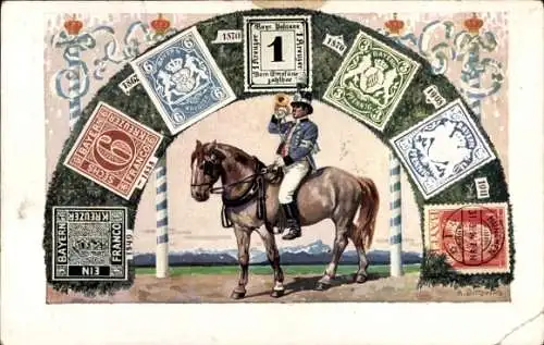 Ganzsachen Briefmarken Ak König Ludwig III. von Bayern, Postillon