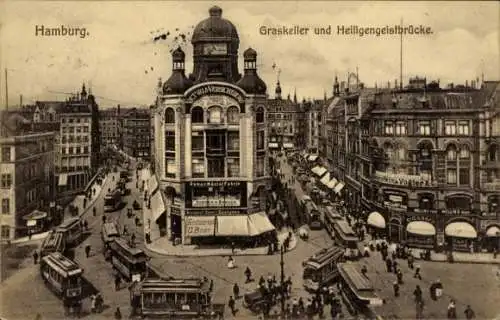 Ak Hamburg, Graskeller, Heiligengeistbrücke