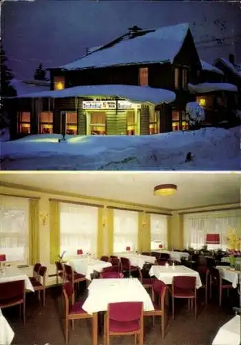 Ak Hohegeiß Braunlage im Oberharz, Cafe Pension Brockenblick; Winter, Gastraum