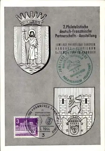 Ak Hannover in Niedersachsen, 2. Philatelistische deutsch-französische Ausstellung, Wappen, Stempel