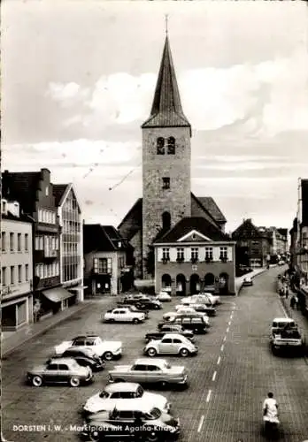 Ak Dorsten Westfalen, Marktplatz mit Agatha Kirche, Autos